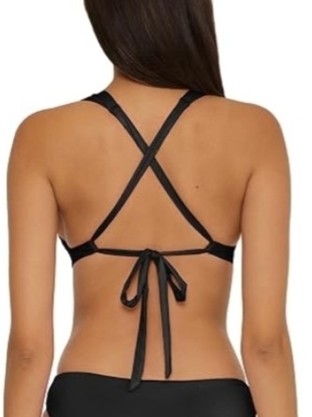 NWT D CUP Becca Women's Color Prism Halter Bikini Top, Adjustable, Tie Back, Bla - Picture 2 of 5